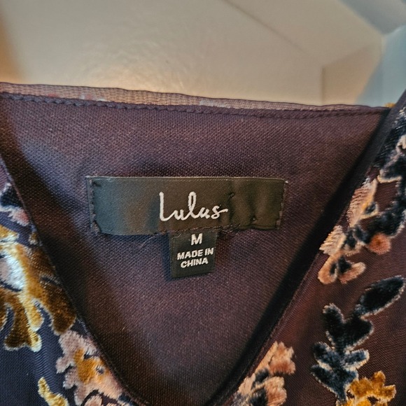 Lulus Dress Evenings w/ You Velvet Burnout Floral Size Medium Fairy Whimsigoth - Picture 3 of 13